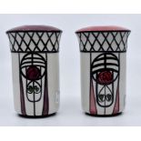 Lorna Bailey a pair of 'Rennie Mackintosh' style vases. Height 12cm. No signs of damage or