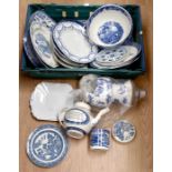 A collection of blue and white dinner and table wares, early to mid 20th Century, including