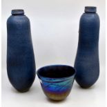 A collection of five studio pottery vases, unsigned versions