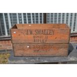 2 Mid 20th Century wooden original Fyffe's banana boxes, one marked J W Smalley (Ripley) Ltd and the
