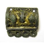 Carolingian Chip Carved Belt Mount. A Belt Mount, Circa 8th Century. Rectangular and almost half