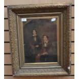 19th Century English School, oil on canvas of two females, in gilt Gesso frame, unsigned, 36 x 28