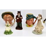 A collection of Royal Doulton figurines, character jugs (AF)