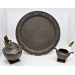 A collection of early 20th Century pewter and plated items