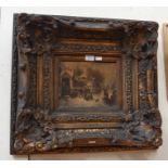 An 18th Century Flemish oil on metal painting, Winter scene by John Dunning in a large decorative
