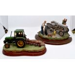 Two Country Fine Arts and two Border Fine Arts farm tractor models. No boxes or certificates.
