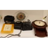A collection of 20th Century mantle clocks and modern cameras (Q)