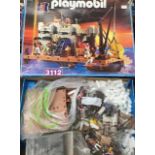 Playmobil; quantity in four boxes, including pirate ship 3112 boxed and knights super set 1710