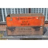 2 mid 20th Century wooden original Fyffe's banana boxes, one marked J W Smalley (Ripley) Ltd and the