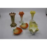 A group of Royal Worcester including: three shell shaped salts, green mark no: G172; a pair of