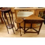 A collection of furniture, comprising an Edwardian mahogany two-tier plant stand, a 19th Century
