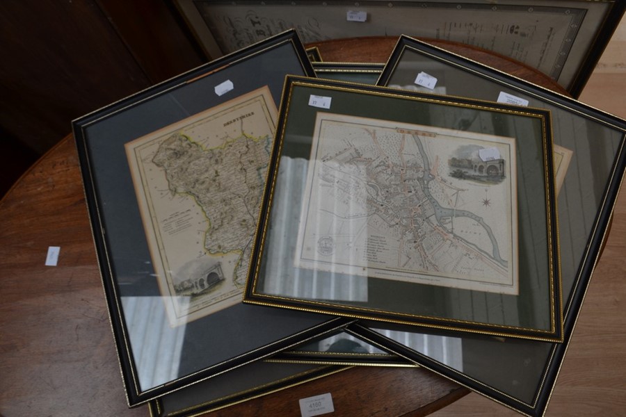 A group of six maps, five of which are framed and glazed, comprising: an early 19th Century - Image 2 of 3