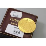 A cased commemorative limited edition 22ct gold Churchill 1874-1965 coin, numbered 407, in fitted ca
