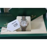 A lady's mixed metal Rolex oyster perpetual datejust wristwatch, with mother of pearl dial and diamo