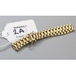 A 9ct gold bricklink bracelet of tubular links to a concealed clasp 17.4g