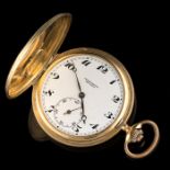 An early 20th century 18ct (750) yellow gold Movado chronometer, with engine turned full hunting cas