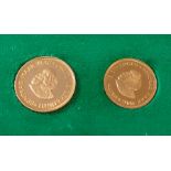 South African Mint, a cased set comprising a two rand coin and a one rand coin, both dated 1980, Min