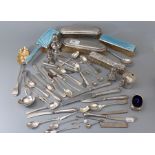 A collection of hallmarked silver flat wares, and other objects of silver, 44 troy oz gross