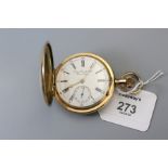 A hunting cased keyless lever watch, the engine turned cased with vacant shield shaped cartouche to