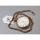 A 9ct rose gold curb pattern watch chain with spring clip terminals, 38cm length, together with a go