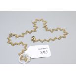 A zig-zag beaded necklace to spring trigger clasp, marked 375, 42cm long, 9.8g.