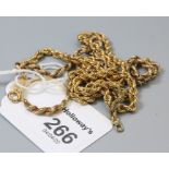 A 9ct gold ropetwist necklace with bracelet and ring en suite, 9.5g