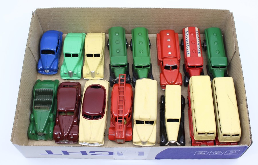 Dinky: A collection of assorted unboxed, Dinky Toys to include: two buses; Daimler Ambulance; Hudson