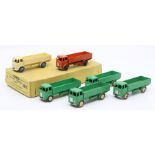 Dinky: A trade box, Dinky Toys, comprising six, 25R, Forward Control Lorry, four green body, one