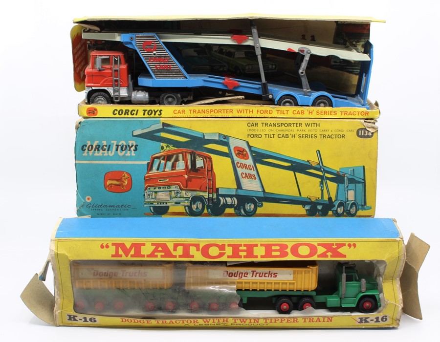 Corgi: A boxed Corgi Major Toys, Car Transporter with Ford Tilt Cab 'H' Series Tractor, 1138;