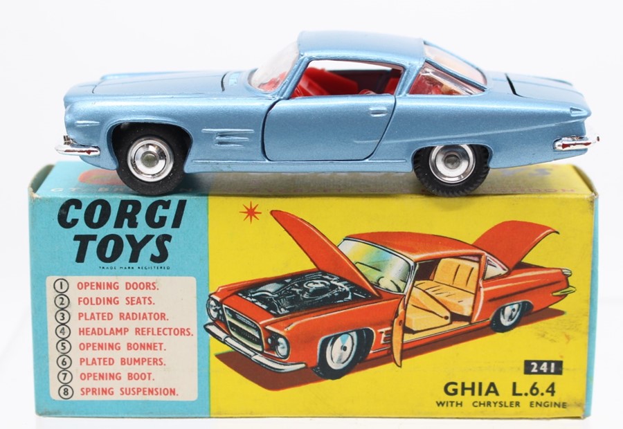 Corgi: A boxed, Corgi Toys, Ghia L6.4 with Chrysler Engine, 241, metallic blue body with red