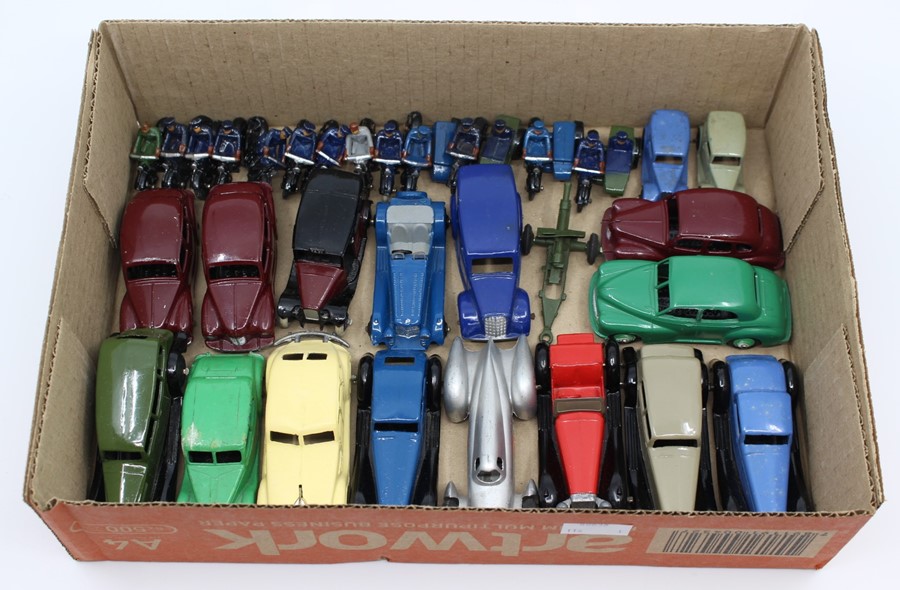 Dinky: A collection of assorted unboxed, Dinky Toys to include: Morris Oxford; Austin Devon; Jaguar;
