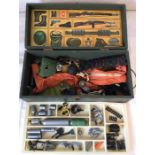 Action Man: An Action Man wooden footlocker, 1966, containing assorted accessories.