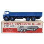 Dinky: A boxed, Dinky Supertoys, Foden Diesel 8-Wheel Wagon, 501, blue cab and trailer, slight paint