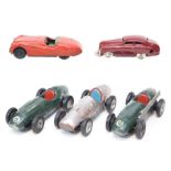 Tinplate: A collection of five tinplate vehicles to comprise: Scalex Jaguar XK120, Maserati, X2