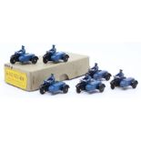 Dinky: A trade box, Dinky Toys, comprising six, 43B, R.A.C. Motor Cycle Patrol, blue body,