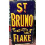 Advertising: A 20th century enamel advertising sign, 'St Bruno The Standard Dark Flake', attached to