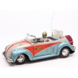 Nomura: An unboxed, 1960's, tinplate, Nomura VW Beetle Space Patrol R-10 Car, in need of a clean,