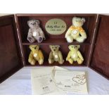 Steiff UK Baby Bear Set 1999-2003, ean  662225. five mohair bears each with button and tag,