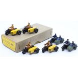 Dinky: A trade box, Dinky Toys, comprising four, 44B, A.A. Motor Cycle Patrol, together with two