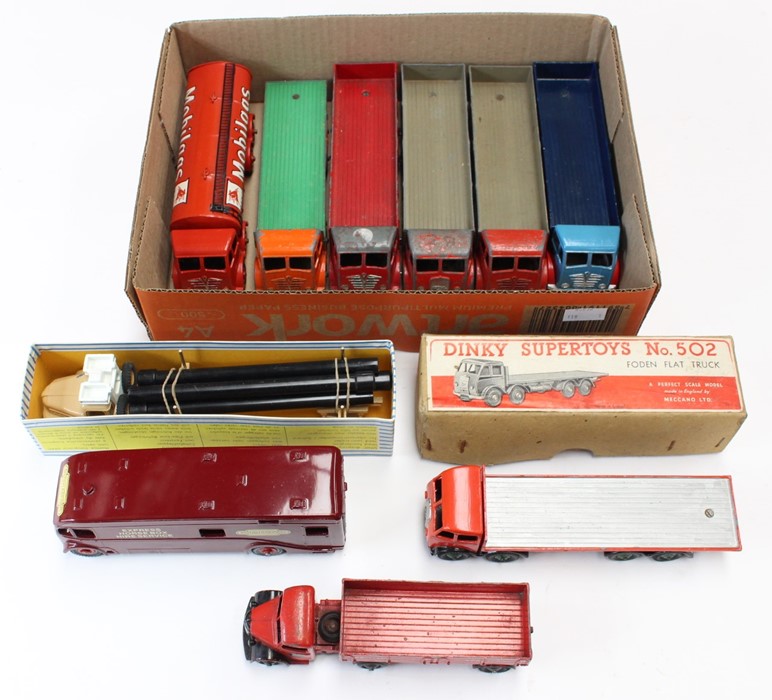 Dinky: A collection of eight unboxed, diecast Dinky Toys to include: Horse-Box; Bedford 'British