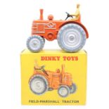 Dinky: A boxed, Dinky Toys, Field-Marshall Tractor, 301, orange body, with inner packing, slight