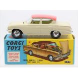 Corgi: A boxed, Corgi Toys, Ford Consul Classic, 234, cream body, pink roof, lemon interior.