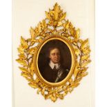 English School, 19th Century A portrait of Oliver Cromwell, unsigned, within a giltwood frame of