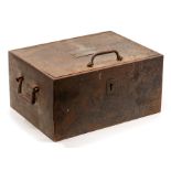 A Victorian/Edwardian Chubb fire proof iron strong box, of rectangular form with swing handles, 30cm
