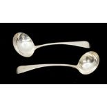 A near pair of George III silver sauce ladles, George Smith & William Fearn, London 1791, Old