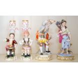 Two pairs of Derby porcelain figures,