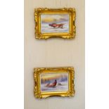 A pair of small Bronte porcelain plaques by Milwyn Holloway,