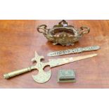 A collection of decorative brassware, 19th/20th Century, to include a rococo revival planter, an