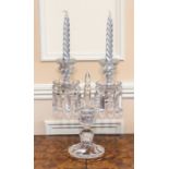 A Baccarat glass two-branch table lustre, 41cm high.
