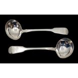 A pair of George IV silver saucer ladles, probably William Troby, London 1823, Fiddle pattern and